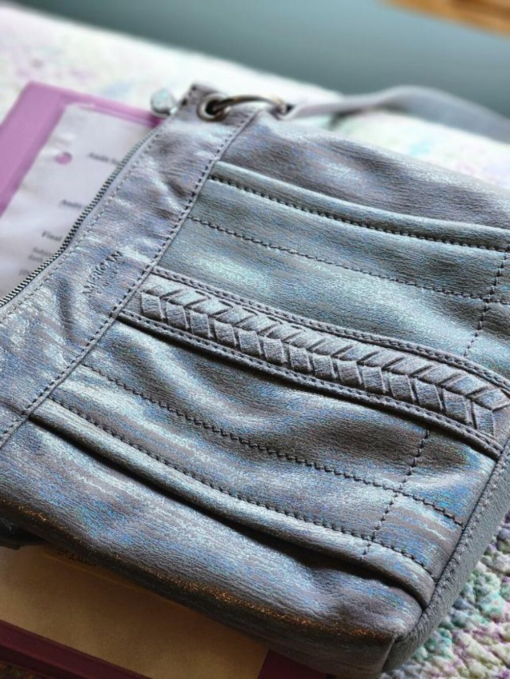 American Leather Blue Iridescent Handbag